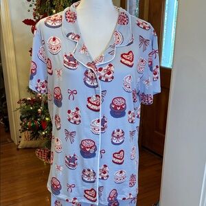 munki munki Valentine’s Day Pajama Set with Decorated Cakes